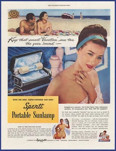 Vintage 1946 SPERTT Portable Sunlamp Sun Tanning Lamp Ephemera 1940's Print Ad - Picture 1 of 1