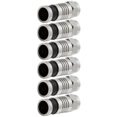6x Compression Connector Waterproof For RG6 Coax Coaxial Cable CCTV Black Tail - Image 1 of 3