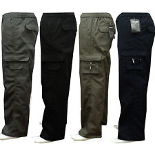 Mens New Elasticated Cargo Combat Work Cotton lightweight Trousers Pants Bottoms