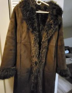 Moda International Long Suede Faux Fur Coat - Picture 1 of 13