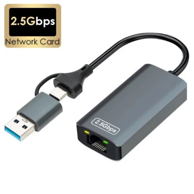 2 in 1 USB 3.0 Type C To Ethernet Adapter 2.5G RJ45 To Type C Internet Converter - Image 1 of 4