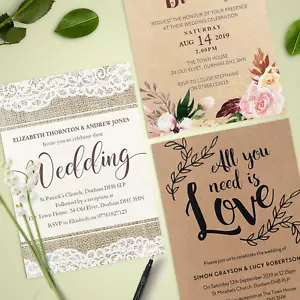 Personalised Wedding Day / Evening Invitations with Envelopes (W1) - Picture 1 of 58
