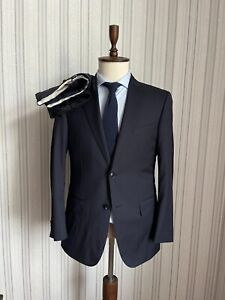 Pal Zileri Su Misura Dark Blue Striped Wool 2 Piece Formal Suit 38 EU 48 W31 L30