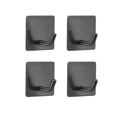 Handtuchhalter selbstklebend Handtuchhaken ohne bohren Edelstahl Schwarz 4 stück - Bild 1 von 4