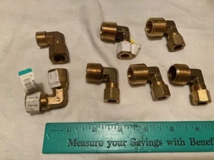 LOT OF 7 ASSORTED BRASS COMPRESSION ELBOWS - NEW - Picture 1 of 3