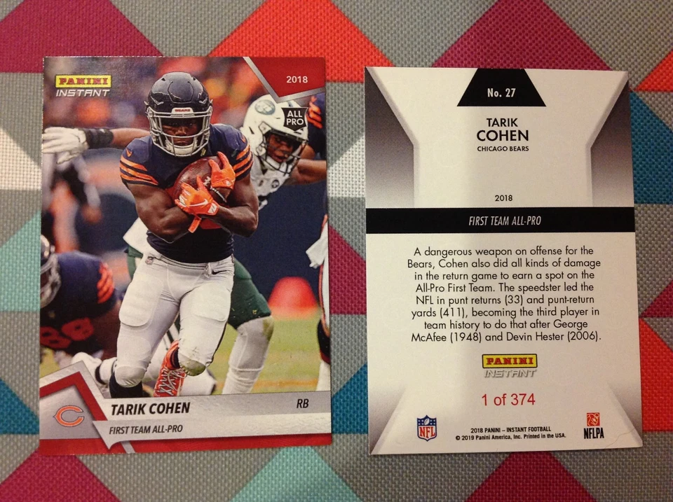 Tarik Cohen #27 Bears RB MVP 2018/2019 Panini Instant Red First Team All-Pro - Image 1 of 1