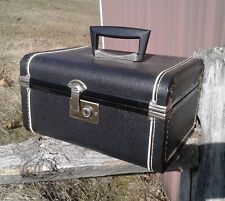 Vintage Black Silver Beauty Train Travel Case with Original Key New Old Stock