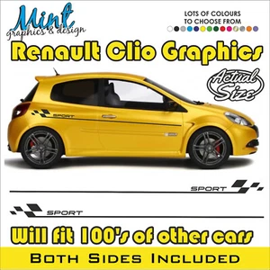 Calcomanías de copa RS deportivas a rayas laterales Renault CLIO pegatinas gráficos GRATIS P&P 019 - Imagen 1 de 4