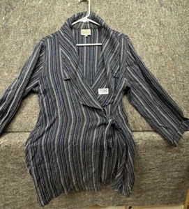 The Masai Clothing Co Cardigan Women’s Blue Gray Striped Side Tie Long Sleeve XL - Picture 1 of 10