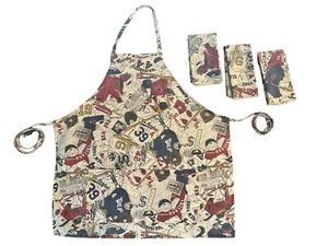 Grembiule vintage anni 90 e 3 tovaglioli vecchia stampa baseball - Foto 1 di 11