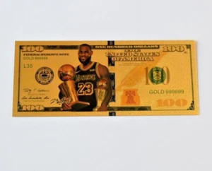LeBron James Gold Foil Banknote LA Lakers Championship + presentation envelope - Picture 1 of 2