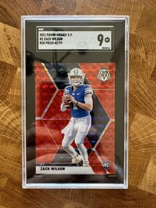 2021 Zach Wilson Mosaic Draft Picks Red Prizm #2 New York Jets /99 RC SGC 9 - Picture 1 of 2