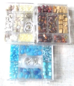 PERLES DE VERRE ARTISANALES LOT DE 3 BOITES DE 170GR ET 240G  SUPER PROMO - Picture 1 of 2