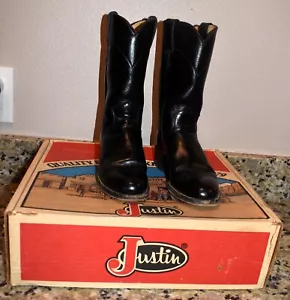 Boy's Black Justin Roper Boots Size 4 1/2B - Picture 1 of 7