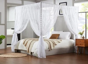WARM HOME DESIGNS Lace Canopy Bed Curtains Set Consists of 8 48" x 78" Curtains - Picture 1 of 36