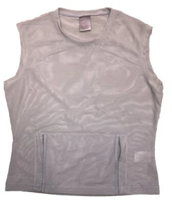 Nike Vtg Y2K Youth Girls L (12-14) Women’s M Mesh Tank Top Gray Pocket Sheer - Picture 1 of 11