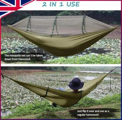 Outdoor Double Camping Hammock Lightweight Portable With Tree Strap Mosquito Net - Image 1 of 4
