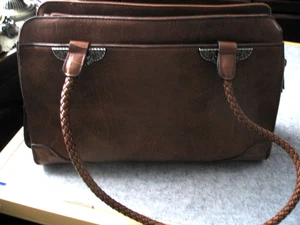 Bueno Handbag. Brown Faux Leather Purse, Shoulder Bag, Braided Handles - Picture 1 of 4