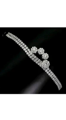 925 Sterling Silber Armband Rund Simuliert Cz Edelstein Schmuck - Bild 1 von 4