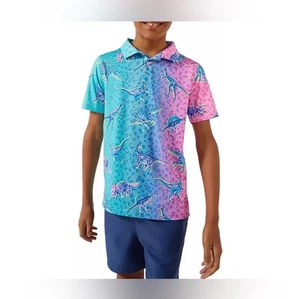 Chubbies Performance Polo Youth Boy’s Sz XL 18/20 Dino Delight Stretchy Golf Fun - Picture 1 of 22