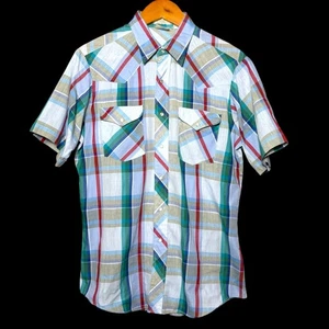 Vintage Lee Western Hemd Größe Large kariert Kurzarm Perlen Druckknopf Cowboy Rodeo - Bild 1 von 8