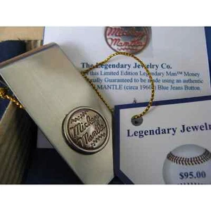 MICKEY MANTLE authentic Blue Jeans Button Money Clip Gift - Picture 1 of 5