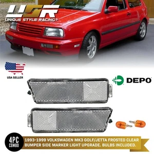 DEPO Clear Bumper Side Marker Lights Pair For 1993-99 VW Golf/GTi/Jetta 3 Mk3 - Picture 1 of 12