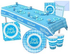 Blue Baby Shower Boy Party Tableware Decorations - Napkin, Plates, Cups, Banner - Picture 1 of 11