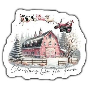 CHRISTMAS ON THE FARM Magnet, FARMHOUSE HOLIDAY Magnet, FESTIVE BARN Magnet, - Picture 1 of 1