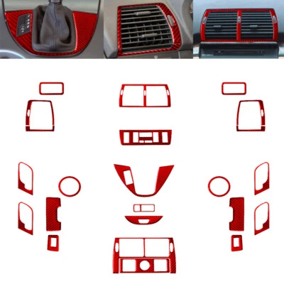 Juego de 19 piezas de cubierta interior completo de fibra de carbono roja para BMW X5 E53 2000-06 Foto 1 de 4