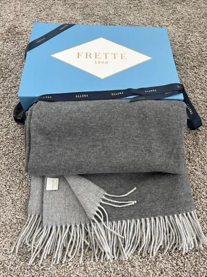 Frette Throw Blanket Gray Reversible Wool / Cashmere Size 51x 71 Made In Italy - Image 1 of 4