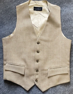Andre Martin Vintage Vest Mens Small Business Tan Speckled  Button Normcore - Image 1 of 4