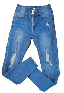 Vince Blue New York Ripped Design High Rise 3 Button Stretch Size 9   - Picture 1 of 9