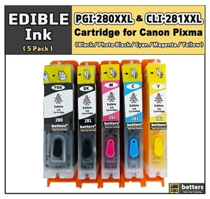 Betters® Cartuccia ricaricabile inchiostro commestibile PGI-280XXL CLI-281XXL per Canon, 5 set - Foto 1 di 7