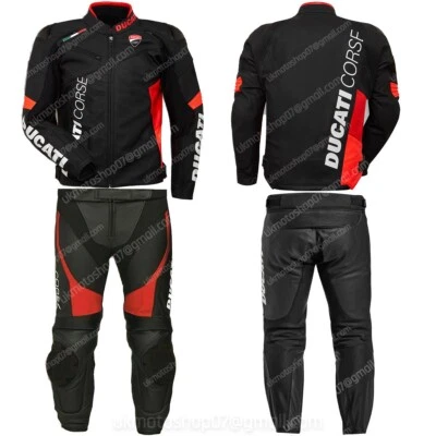 DUCATI Biker Motorcycle Racing Leather Suit Motorbike Leather Jacket Trouser CE - Image 1 of 2