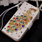 For iPhone 15 14 13 12 11 Pro Max XR Bling Peacock Flip Card Wallet Case Cover