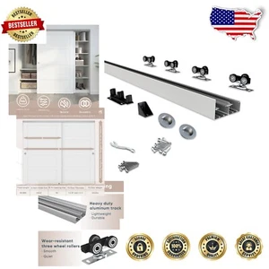 Easy-Install 8ft Aluminum Sliding Door Track - Finger Pull & 150lbs Capacity - Picture 1 of 10