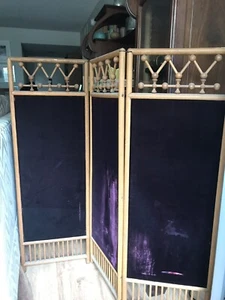 Victorian 3 Panel Oak Bent Wood Screen - Picture 1 of 7
