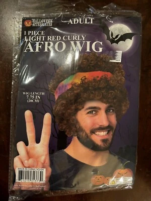 Peluca afro rizada para hombre 7,75 hippie rojo claro con corbata teñida bandana disfraz nuevo con etiquetas Foto 1 de 3
