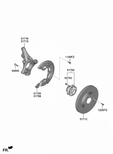 517162C100 Genuine KNUCKLE-FRONT AXLE,RH For Hyundai Tiburon 2006 /Fedex - Image 1 of 1