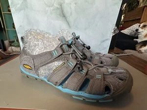 KEEN Womens 7 Newport H2 Sport Sandals Water Shoes Gray/Aqua Leather/Fabric - Picture 1 of 6