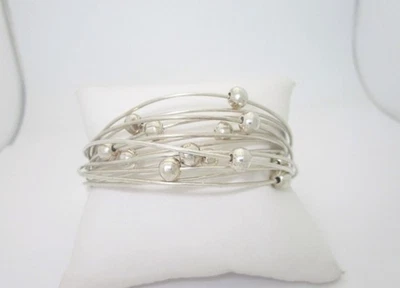 Brazaletes de plata esterlina entrelazados multi-aro bolas regalos tamaño 8,75 SB004 Foto 1 de 4