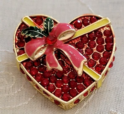 Broche prendedor caja chocolate corazón novia estrás rojo victoriano comercio 29C Foto 1 de 3