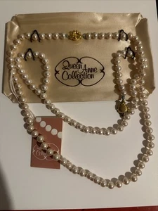2-VINTAGE QUEEN ANNE COLLECTION CULTURED PEARL NECKLACES 1 Broken, Jewelry - Picture 1 of 18