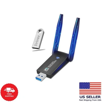 USB 3.0 WiFi Adapter for PC Desktop AC1300Mbps Dual Band 2.4G 5G Wireless Net... - Image 1 of 4