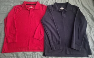2 Wonder Nation Boys Long Sleeve Polo Shirt XL (14-16)Red Navy School Uniform - Picture 1 of 14