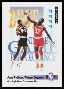 1991-92 SkyBox Hakeem Olajuwon / David Robinson BSGP #311 BASKETBALL CARD SPURS - Picture 1 of 2