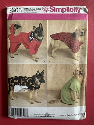 SIMPLICITY SEWING PATTERN 2303 XL 80-110 LBS SIZE DOG COATS UNCUT - Image 1 of 2