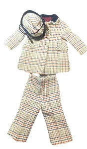 Vintage 1950s Child’s Kute Kiddie Plaid Wool Peacoat w Matching Hat & Pants - Bild 1 von 20