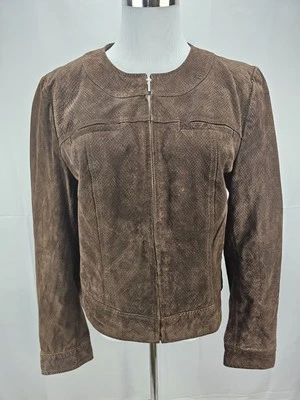 Bernardo Women's Size Large Brown Snakeskin Leather Zip Up Jacket Coat - Image 1 of 4